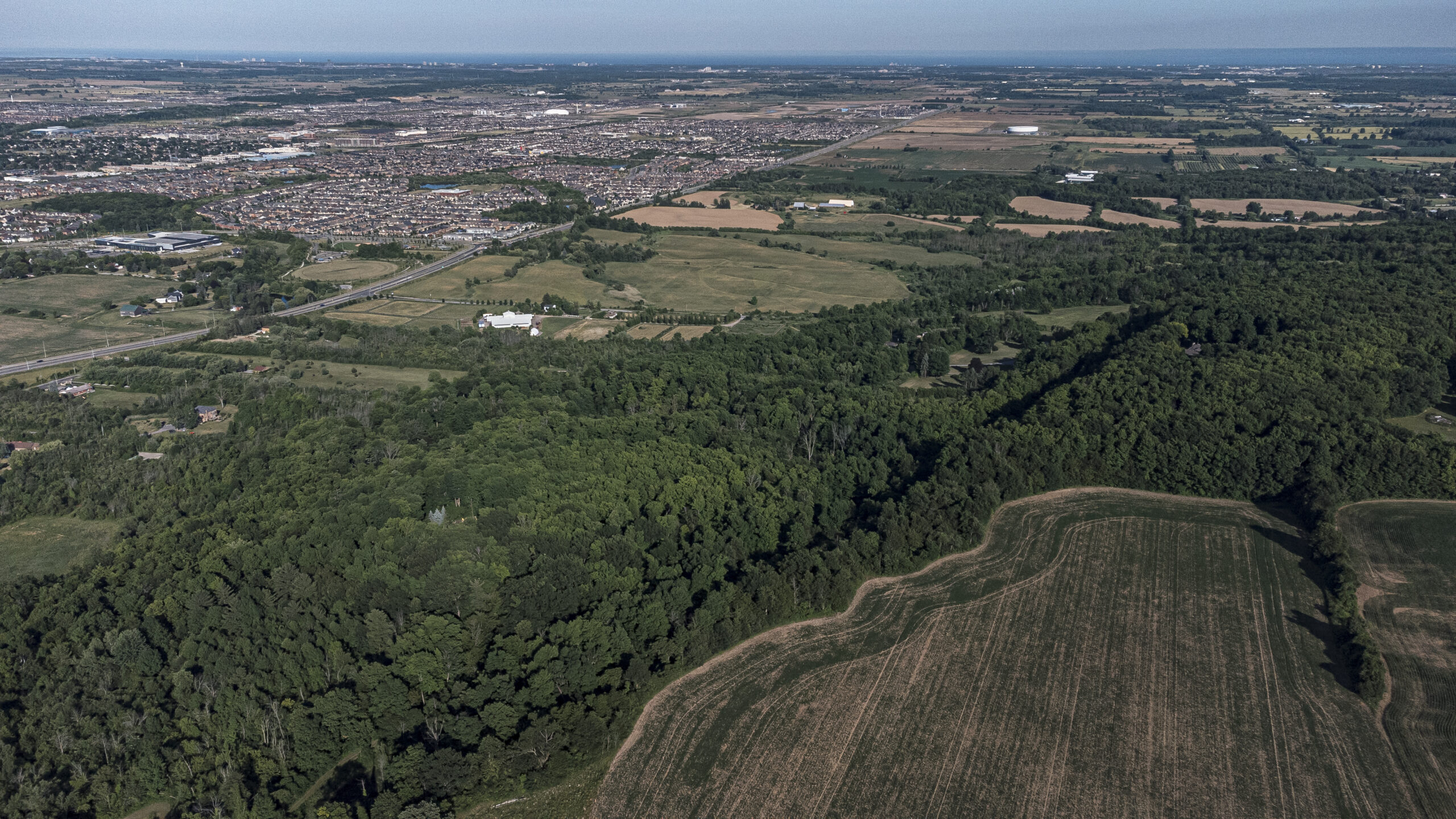 An aerial of Greenbelt farmland