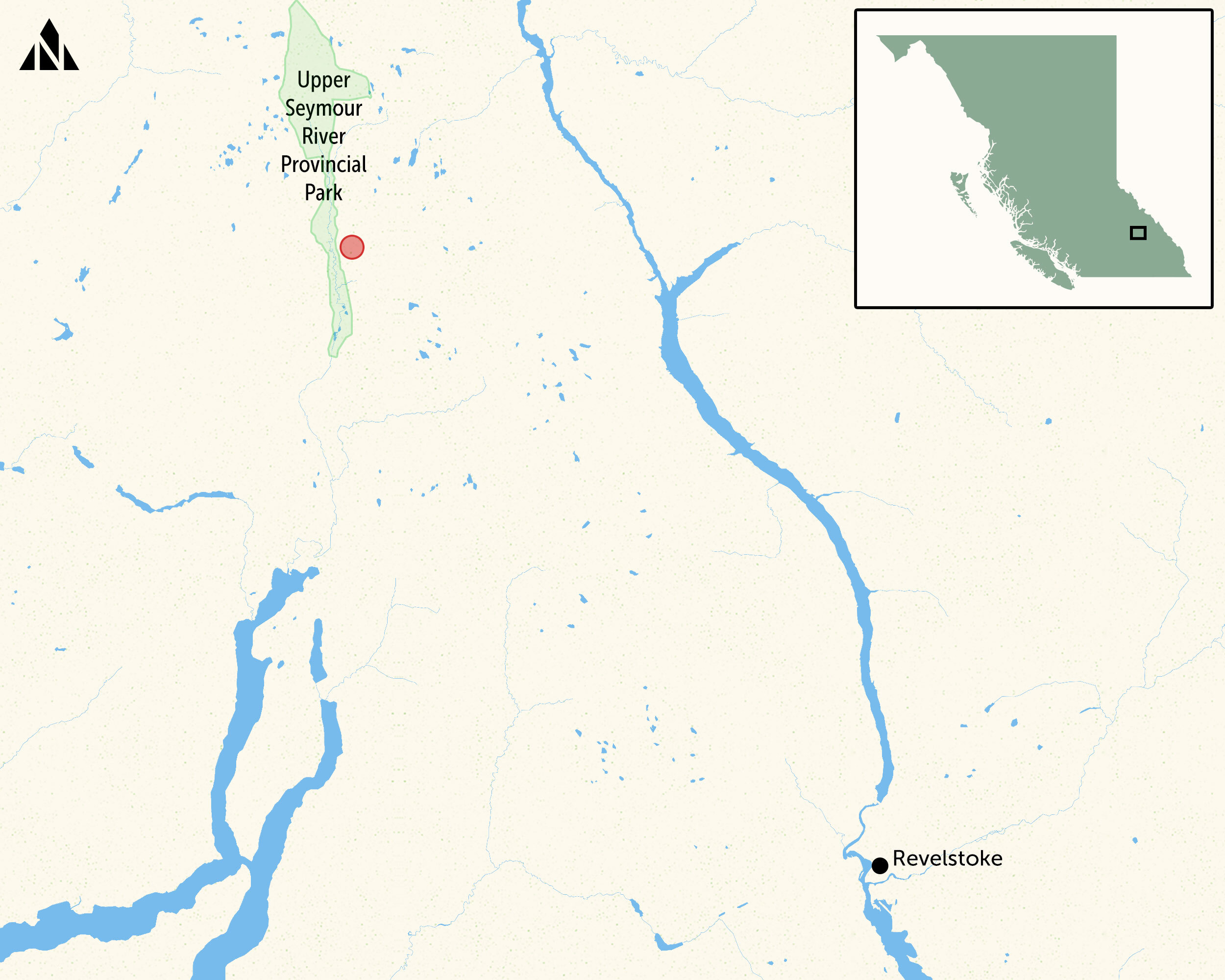 map showing Seymour River watershed logging