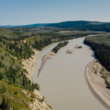 An overhead view of Kechika River in Kaska Dena territory in northern B.C.