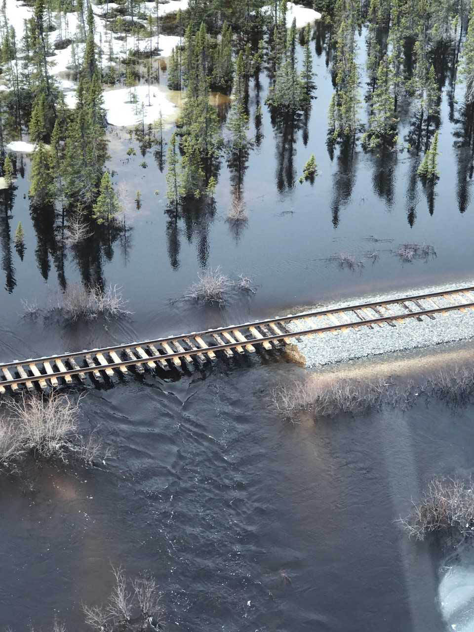 The Hudson Bay Railway damaged by floodwaters in 2017