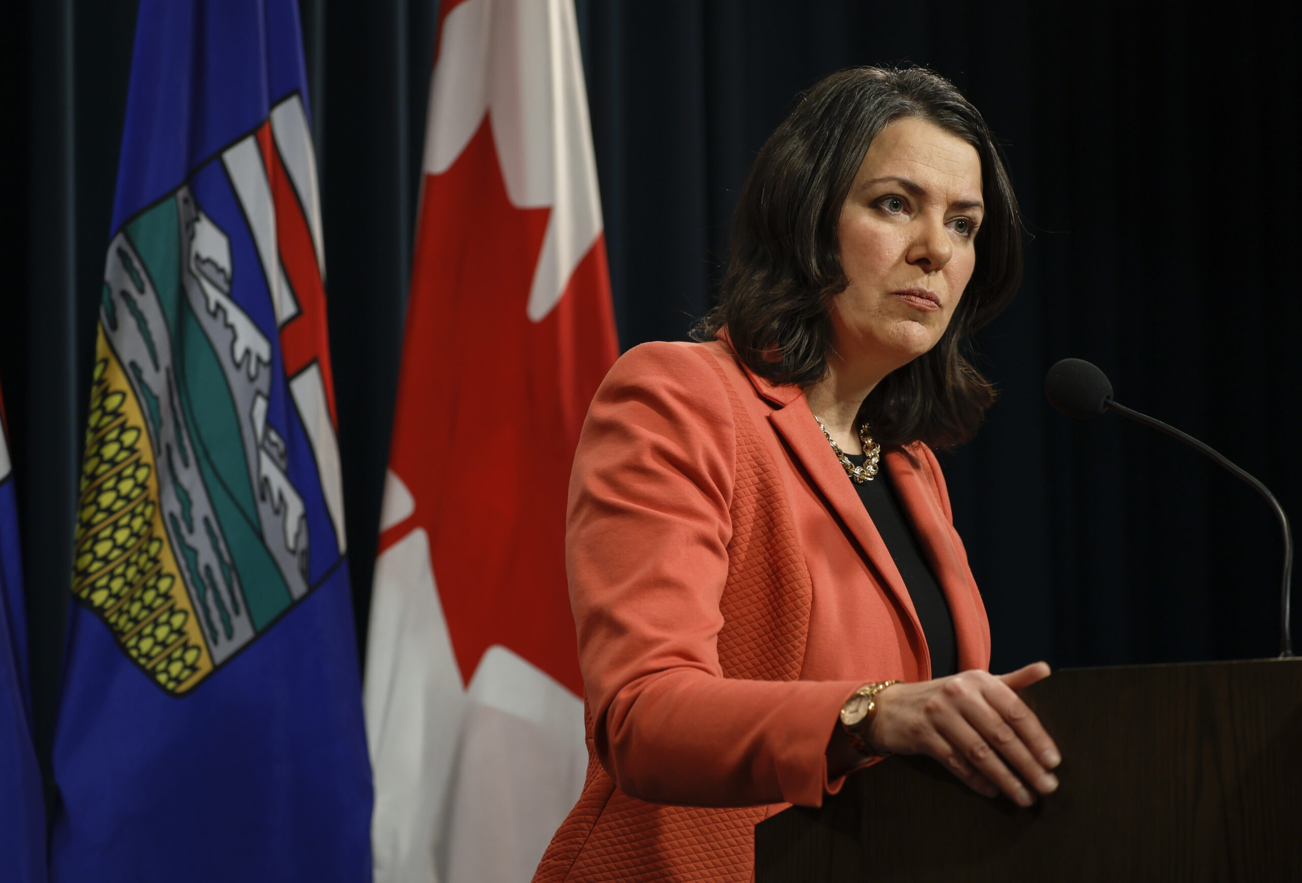 Alberta Premier Danielle Smith at a news conference in Calgary