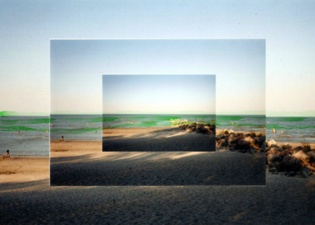 Photo illustration of algal blooms from a Lake Winnipeg beach