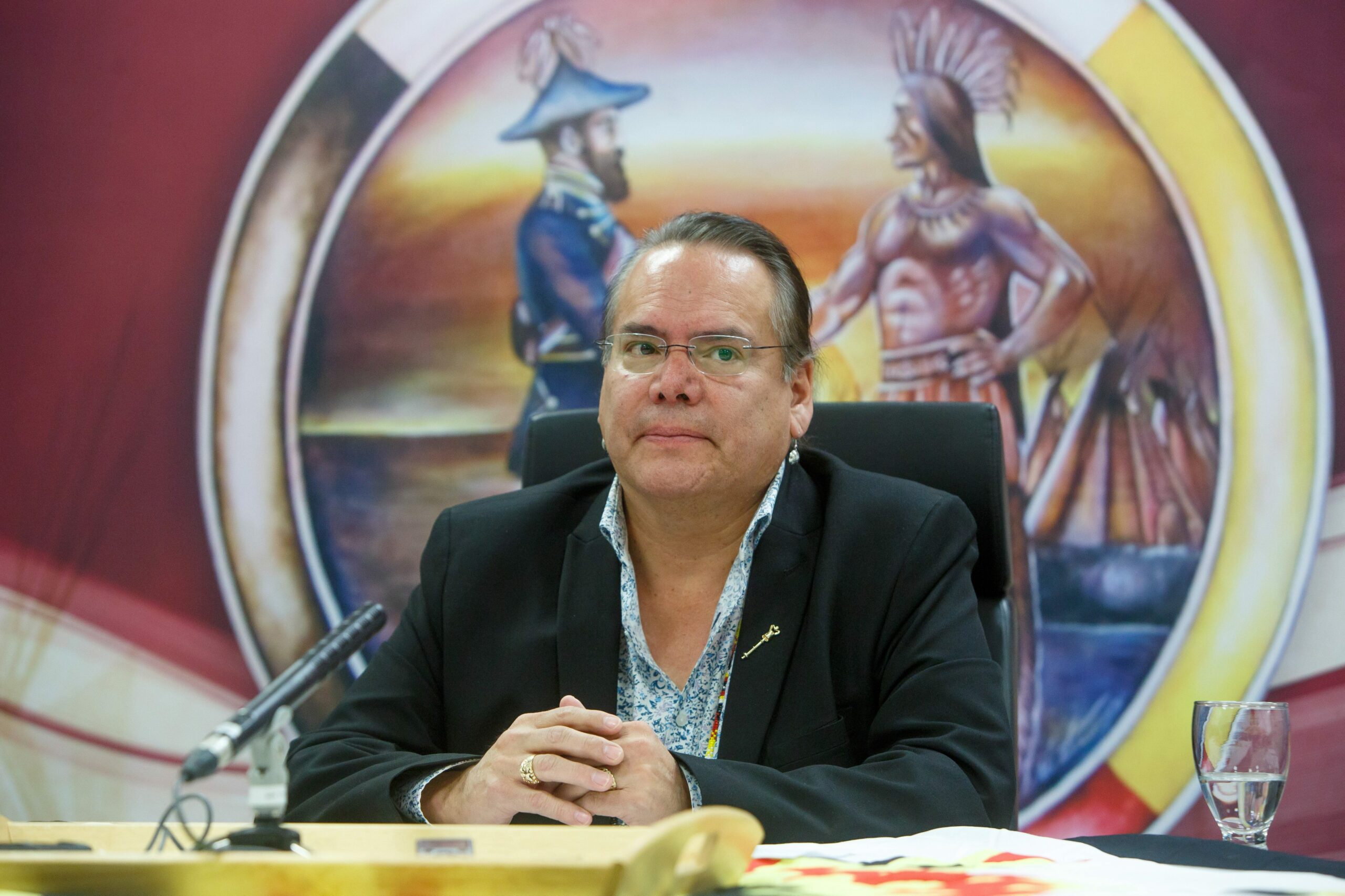 Grand Chief Garrison Settee of the Manitoba Keewatinowi Okimakanak (MKO), during a 2022 announcement 
