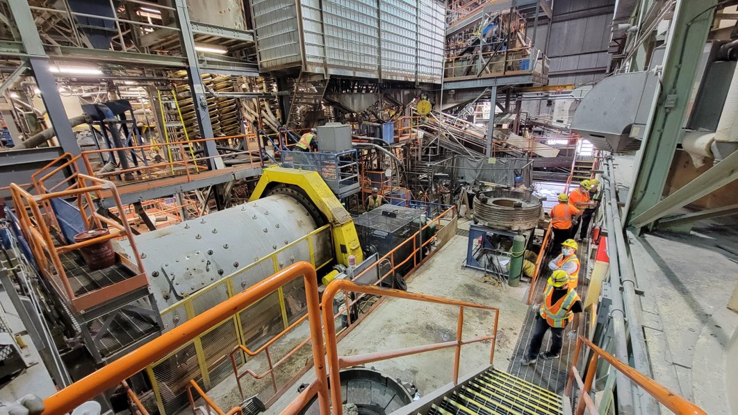 Workers inside the processing facility at the Tanco lithium mine near Lac Du Bonnet, Manitoba