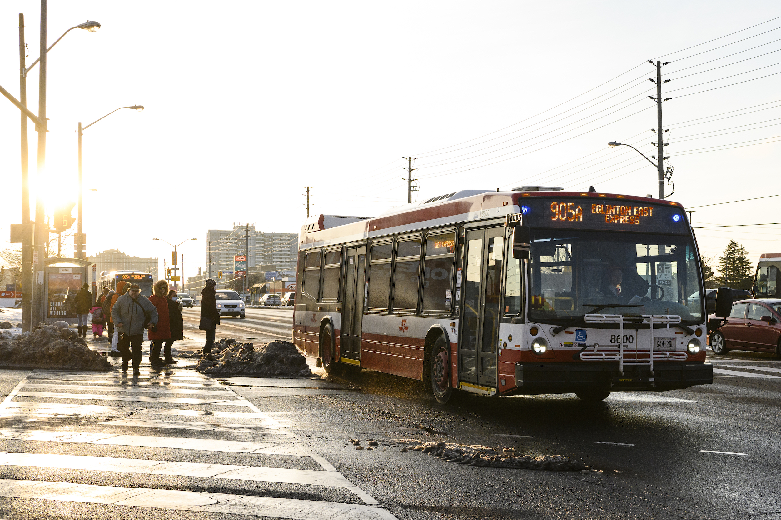 Regular riders on the 905 Eglinton East say that despite dedicated lanes, buses often get bunched up and all arrive at once, meaning there are long gaps in service. When a 905 bus does arrive, it fills up fast.