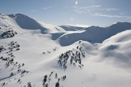 Snow-covered mountain range