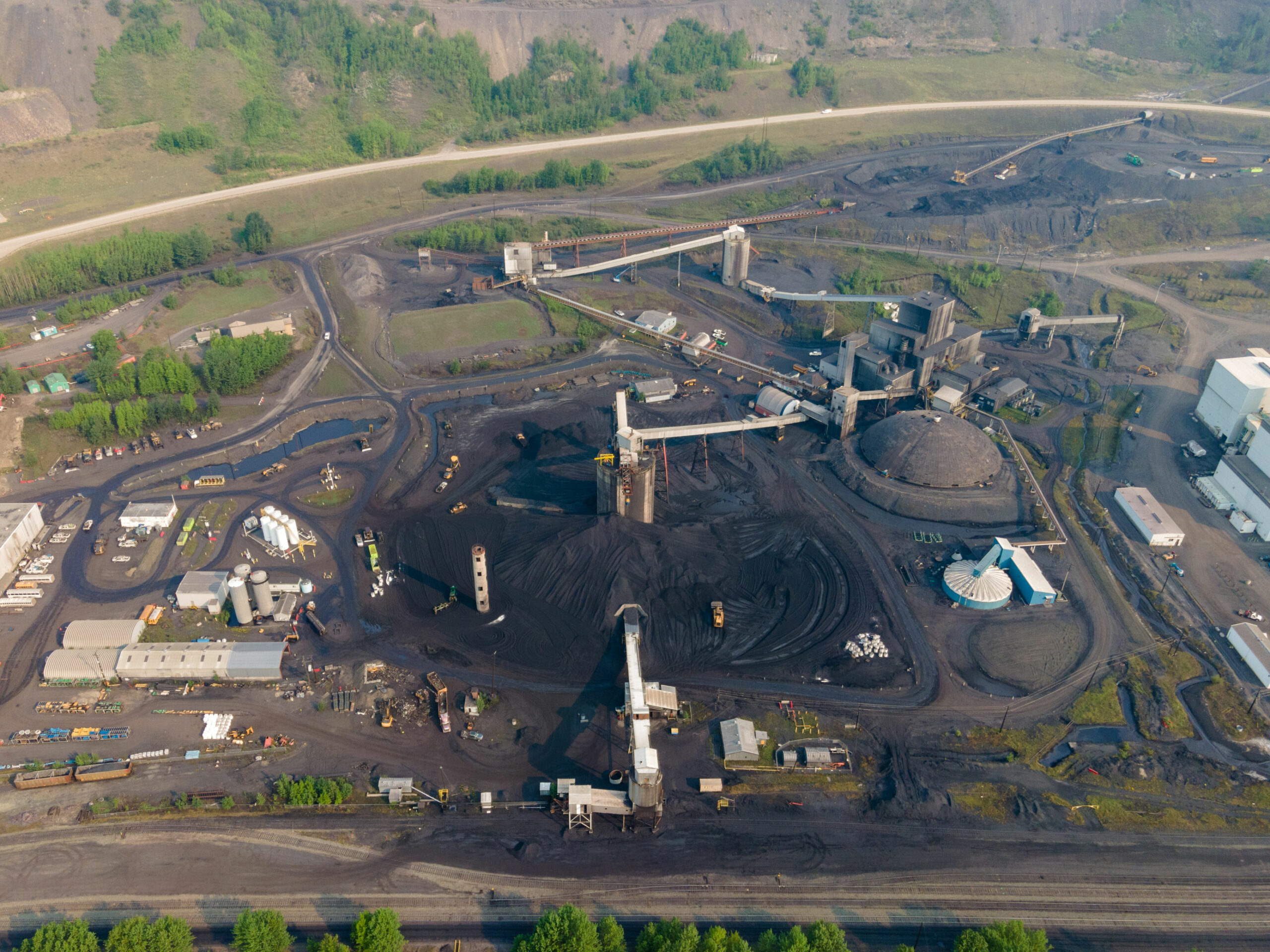 Aeriel view of coal processing plant near Grande Cache, Alta