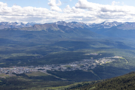 A view of Grande Cache, Alta., from Grande Mountain, the location of a planned new coal mine.