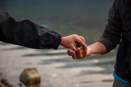 National Indigenous Peoples Day: One hand grabbing mussels from another person's hand