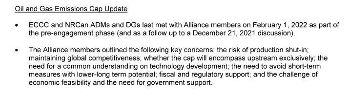 Screenshot of a briefing note from the government highlighting two paragraphs.