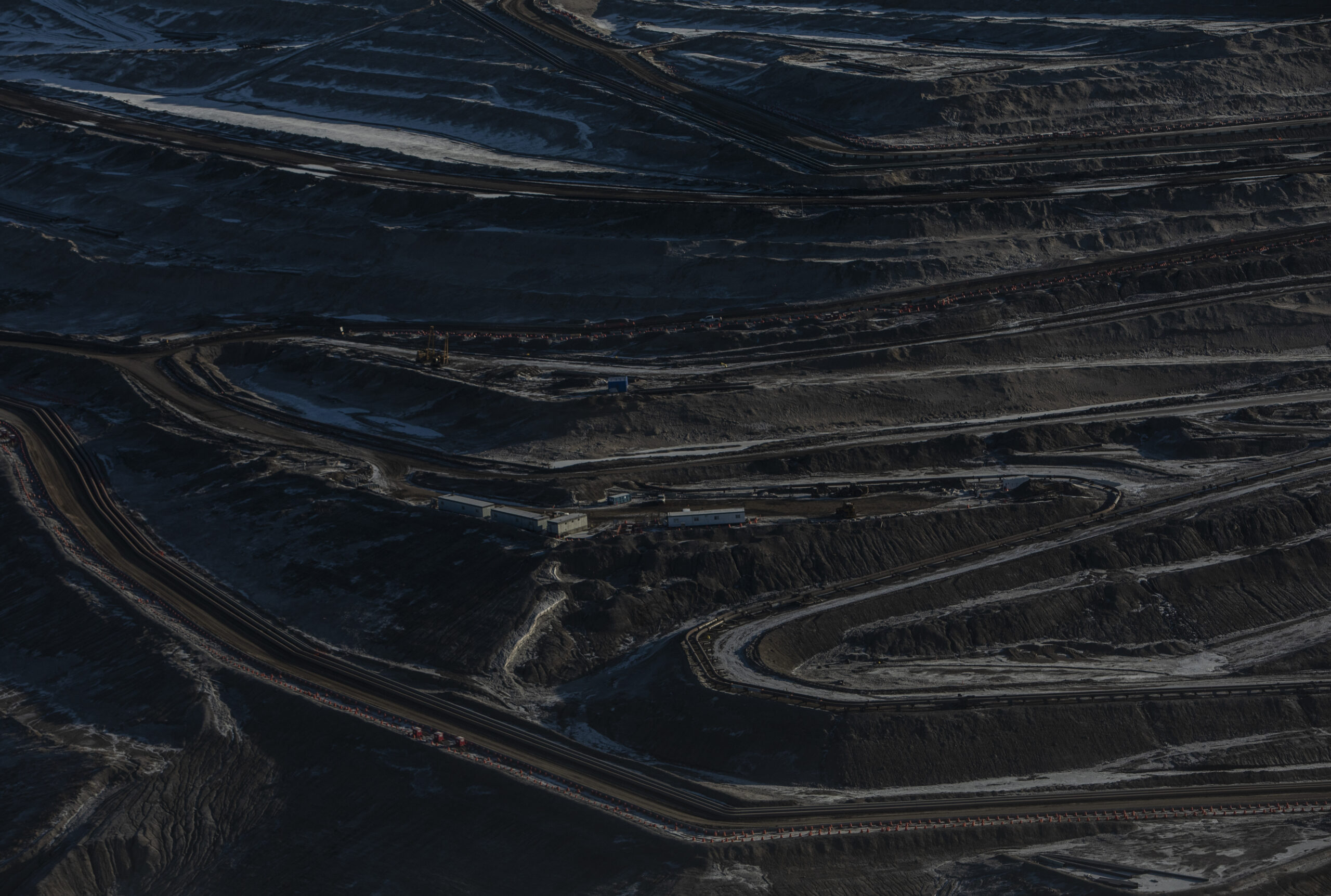 Aerial shot of the oilsands in Alberta.