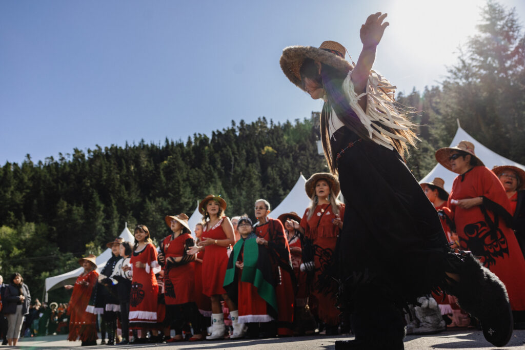 Laxgalts'ap Cultural Dancers celebrate the return of the Wilps Ni'isjoohl memorial pole