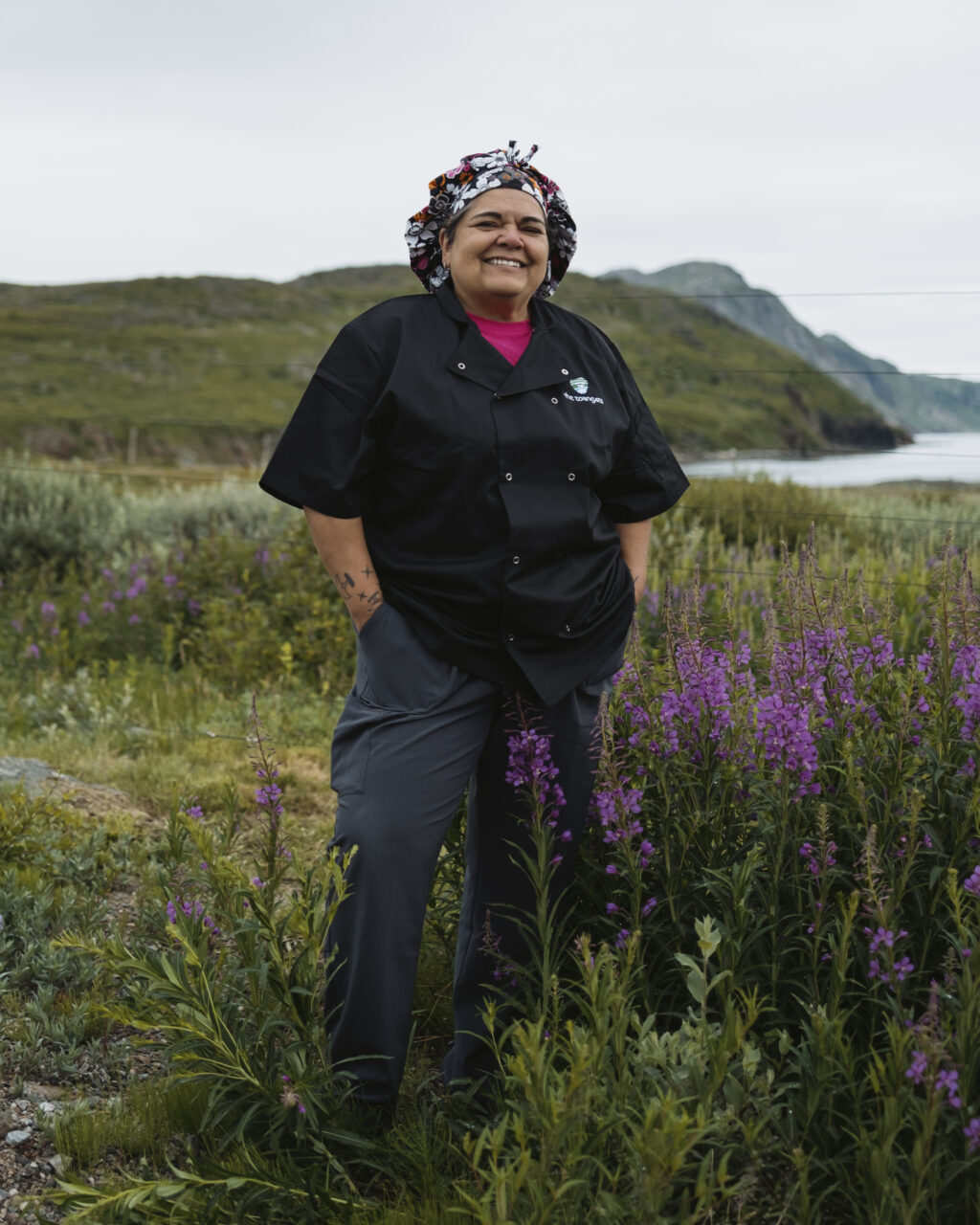 Portrait of Trudy Metcalfe-Coe at the shore of Saglek Fiord in the Torngat Mountains
