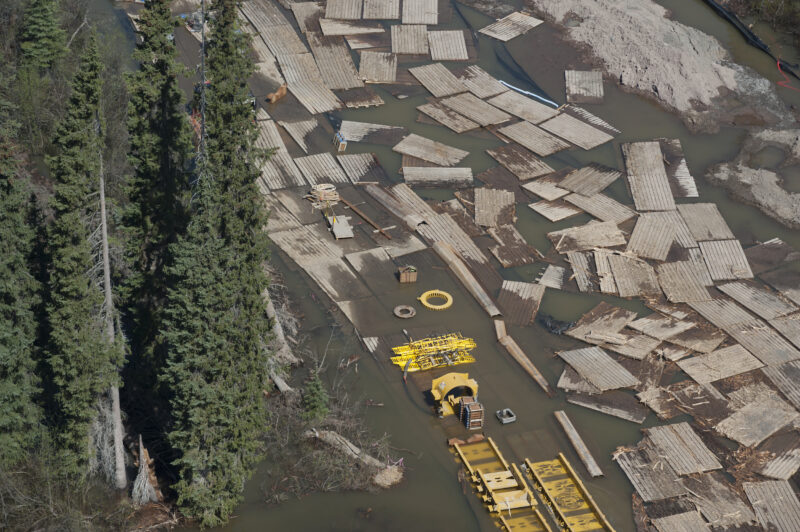 Flooded Coastal GasLink pipeline construction site