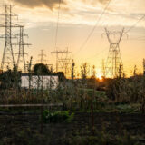The Gatineau hydro corridor stretches over Crosby Gitigaan at Malvern Urban Farm in Scarborough, Toronto