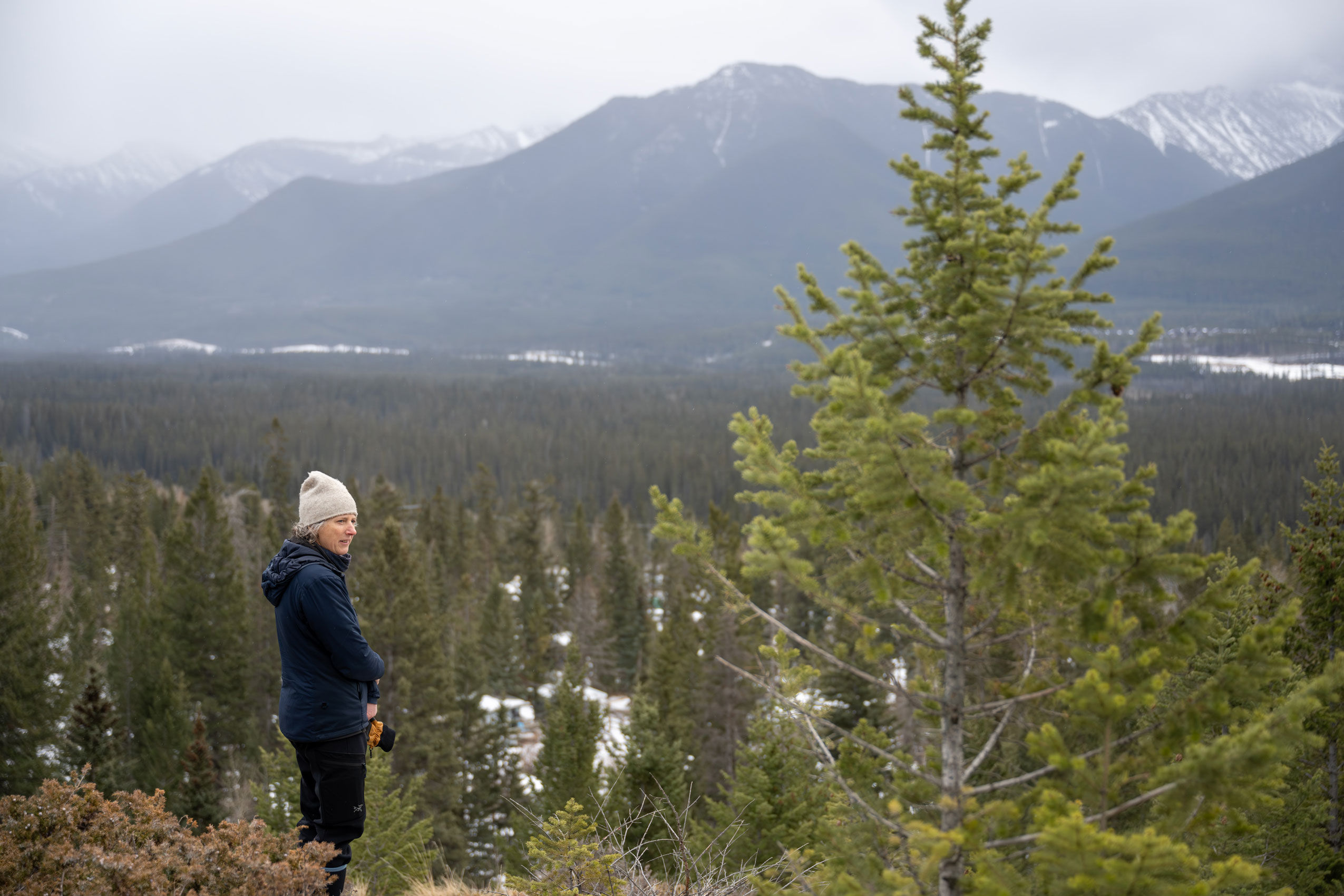 Leanne Allison looks out over the Bow Valley above Canmore