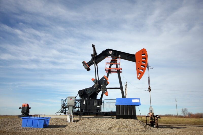 An oil pump jack west of Virden in southern Manitoba