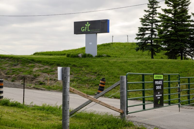 The sign outside GFL's Stoney Creek landfill in Hamilton, Ont.