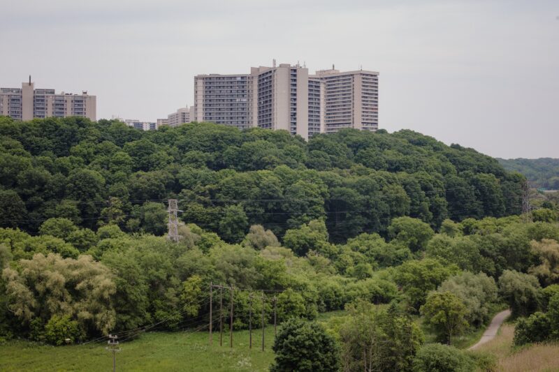 View of Thorncliffe Park from Millwood Road in Toronto