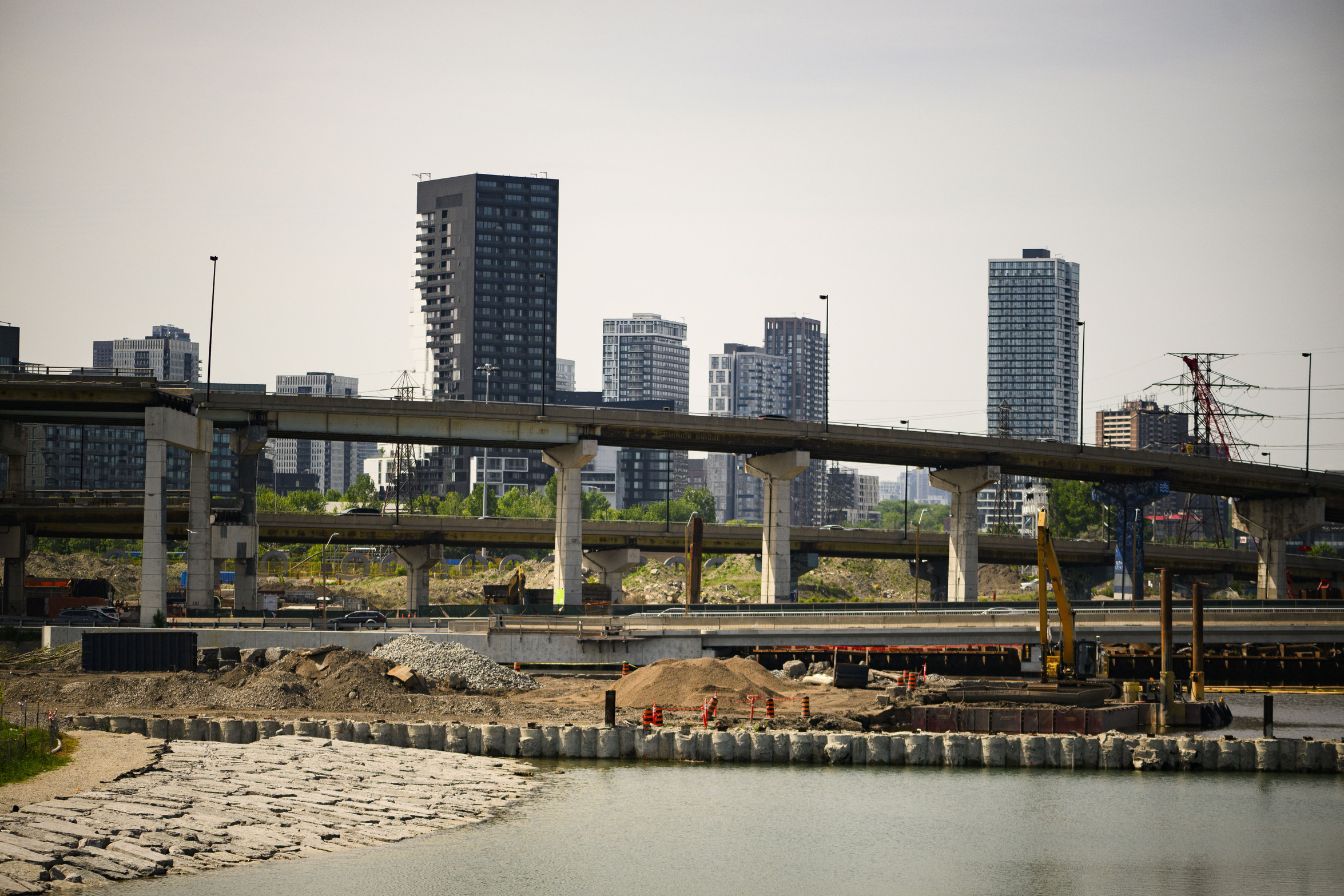 Green* Economy: Highways running alongside the Don River in Toronto's Lower Don Lands.