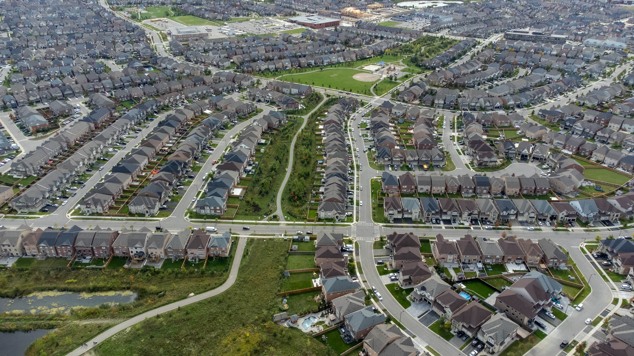 Highway 413: suburbs seen from above