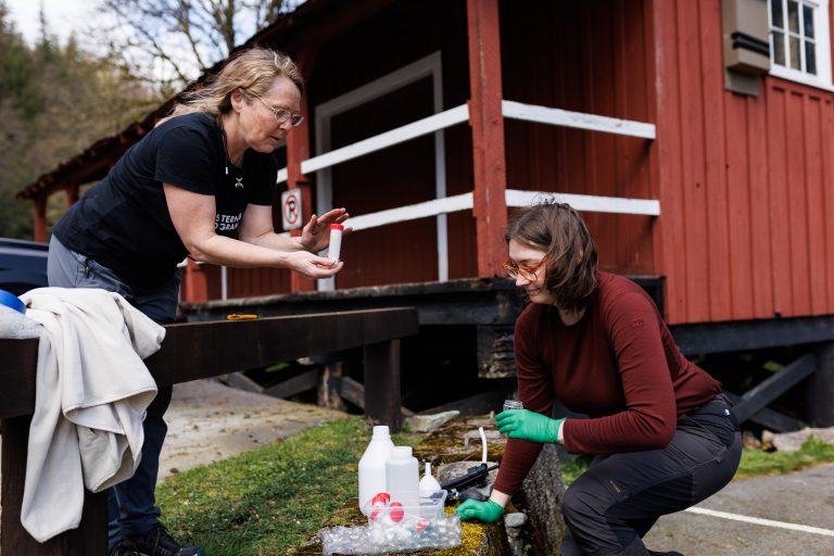 A deadly disease is killing millions of bats. Now Trump funding cuts threaten a promising Canadian treatment Bat biologist Cori Lausen (left) holds a small canister of probiotics mixed with clay as field technician Maleen Mund preps to apply the probiotic to two test bat boxes at their Hayward Lake site. Lausen's team has been applying the probiotic at this site each spring and summer for years. Photo: Ainslie Cruickshank / The Narwhal