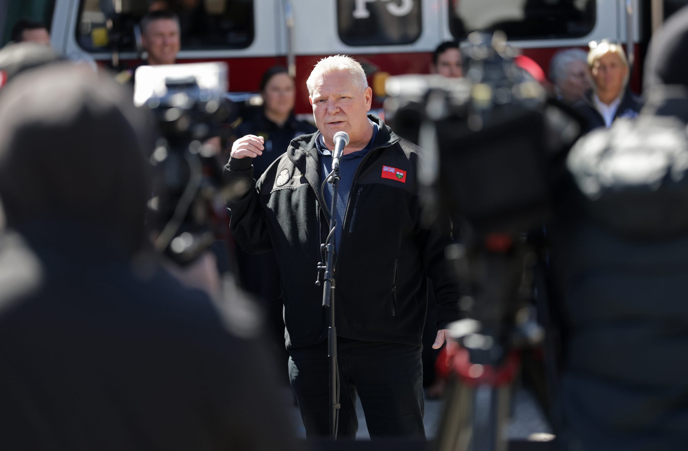 Ontario Premier Doug Ford toured Orillia on Friday, taking in the damage from the ice storm that ripped through the town in late March. Along with him were his energy minister and newly minted minister of emergency preparedness.