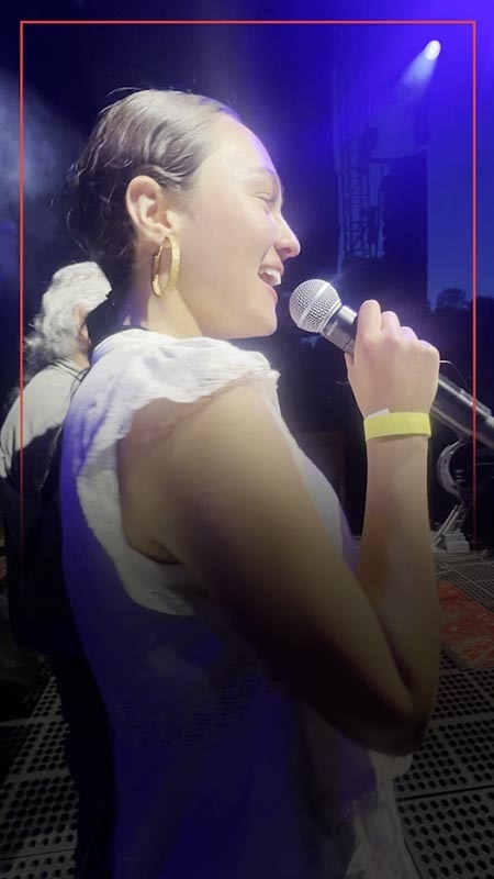 A person holding a microphone