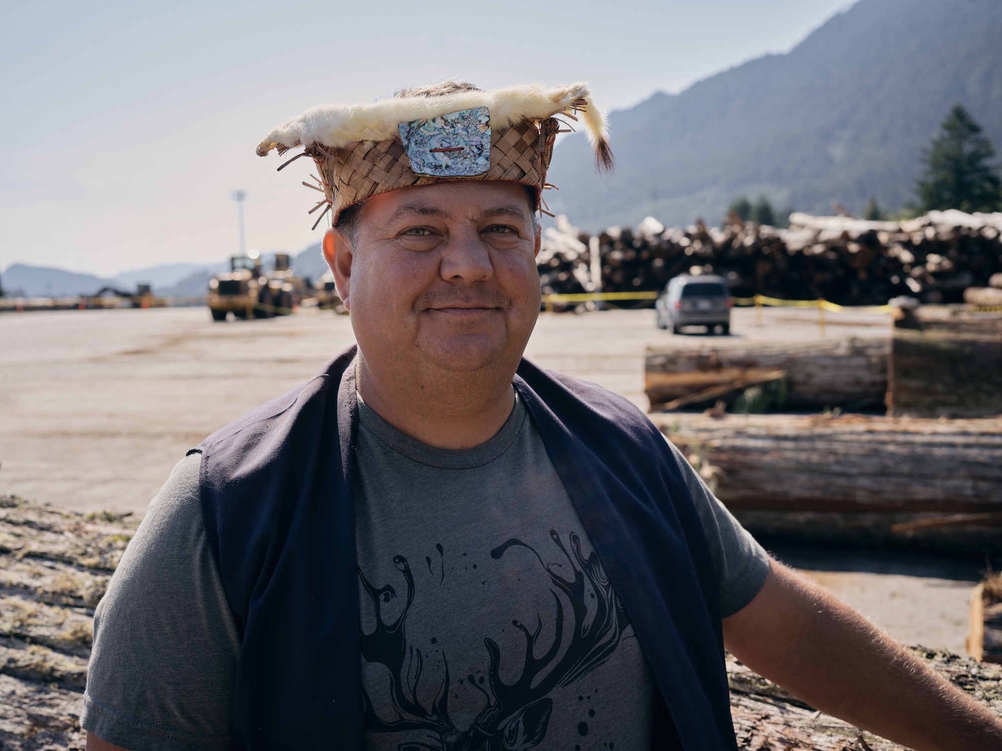 Close-up shot of chief of the Wei Wai Kum First Nation, Christopher Roberts