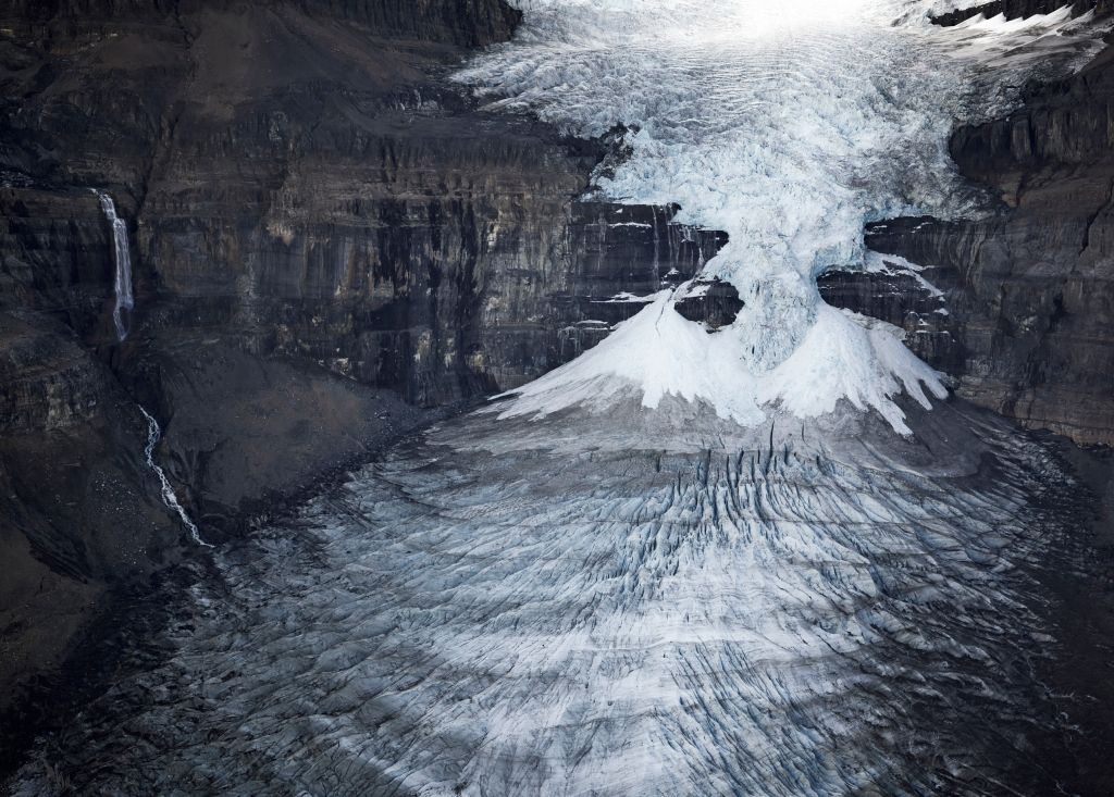 a glacier that has minimal ice left showing exposed rock