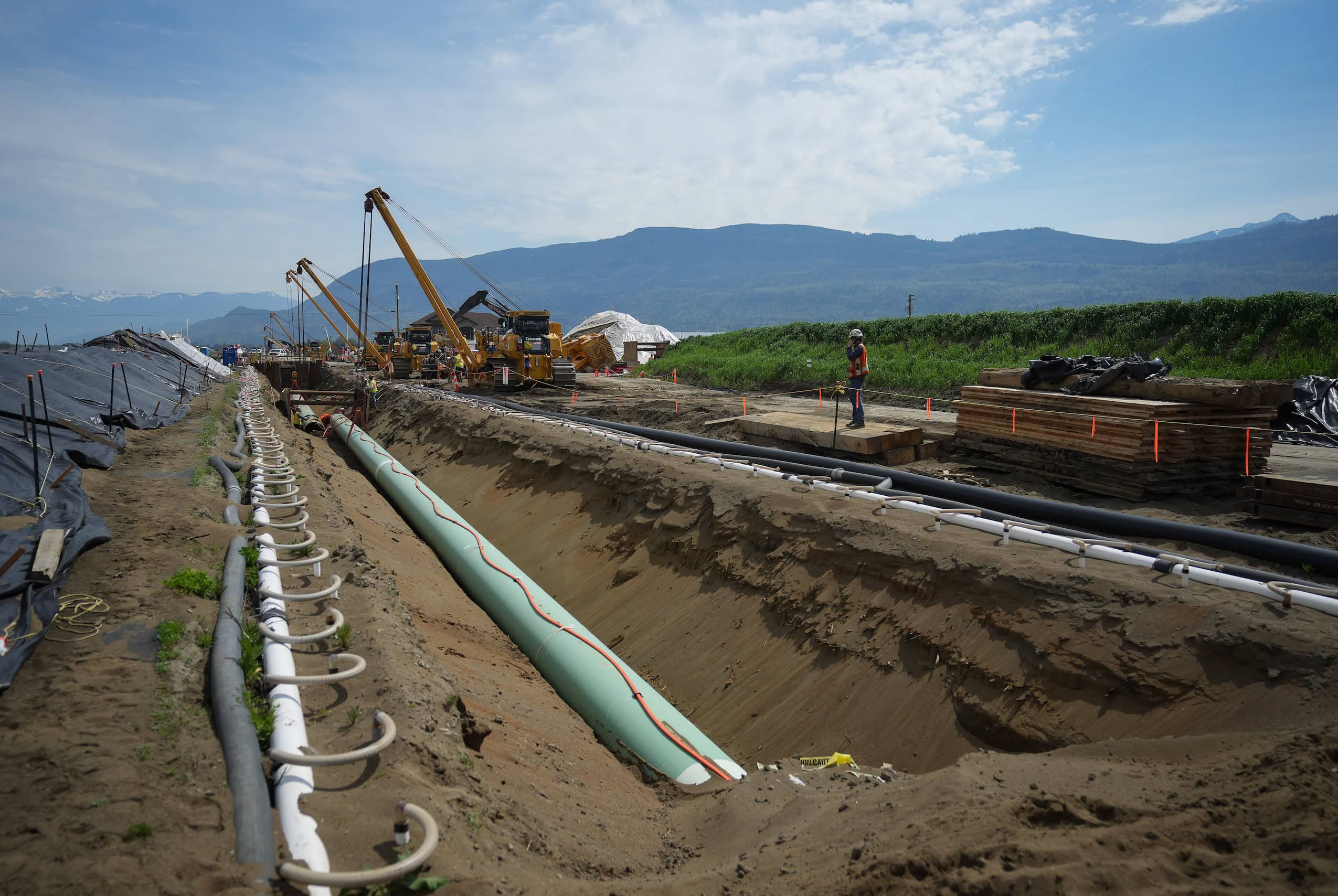 The Trans Mountain pipeline under construction in Abbotsford, B.C.