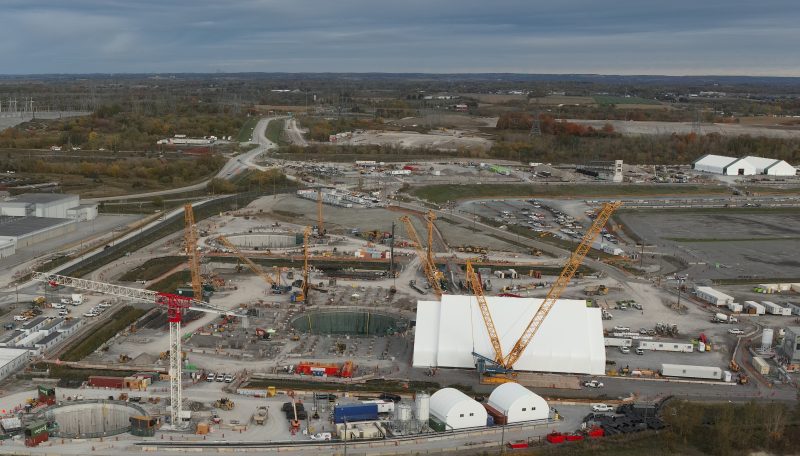 A large aerial of a construction site