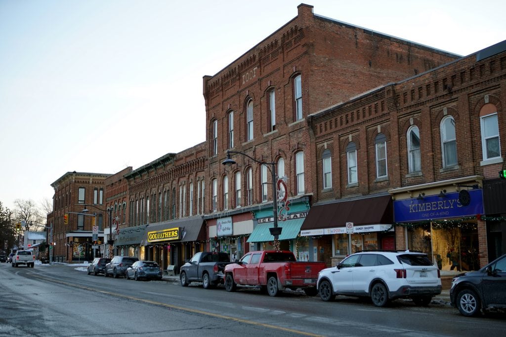 Businesses are pictured on St George Street in Dresden, Ont.
