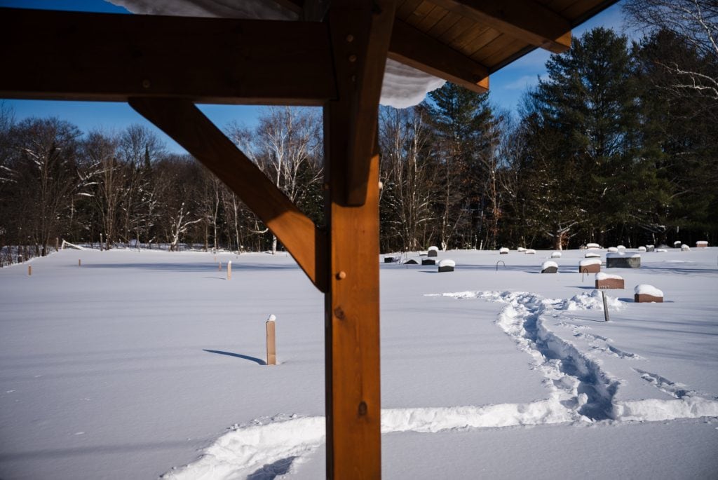 A small cemetery in winter.