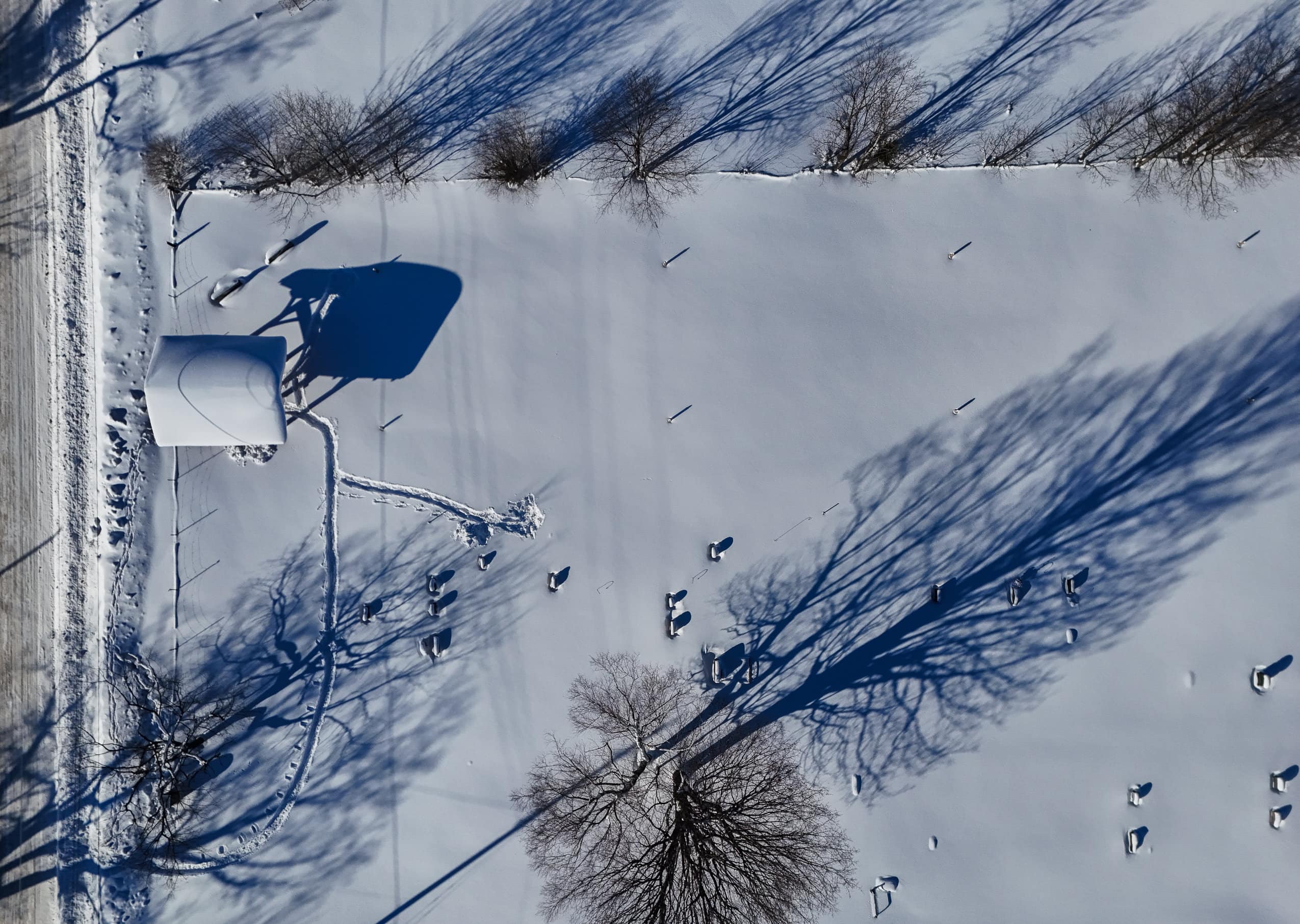 An aerial photograph of a small cemetery in Algonquin Highlands, Ont.