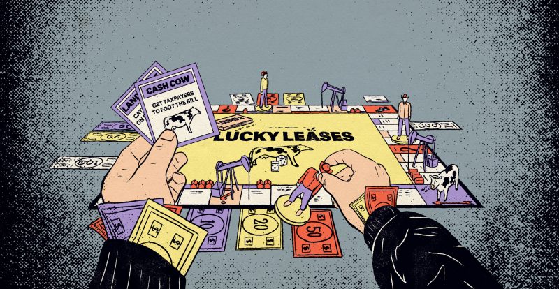 An illustration of a board game called Lucky Leases, which resembles Monopoly.
