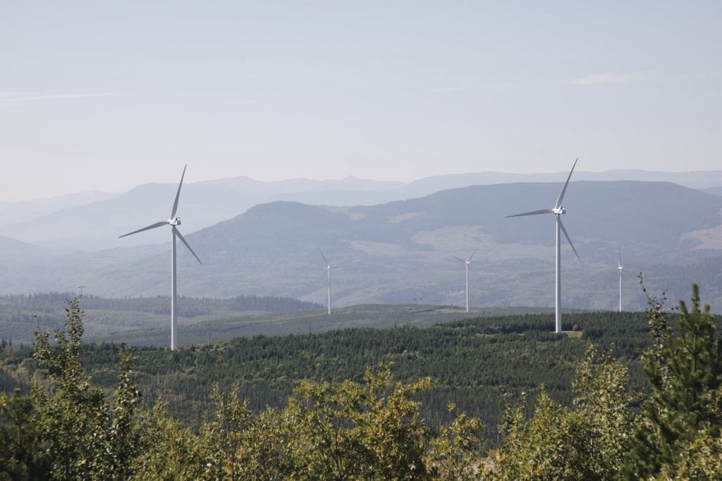 Wind turbines near Tumbler Ridge, B.C.