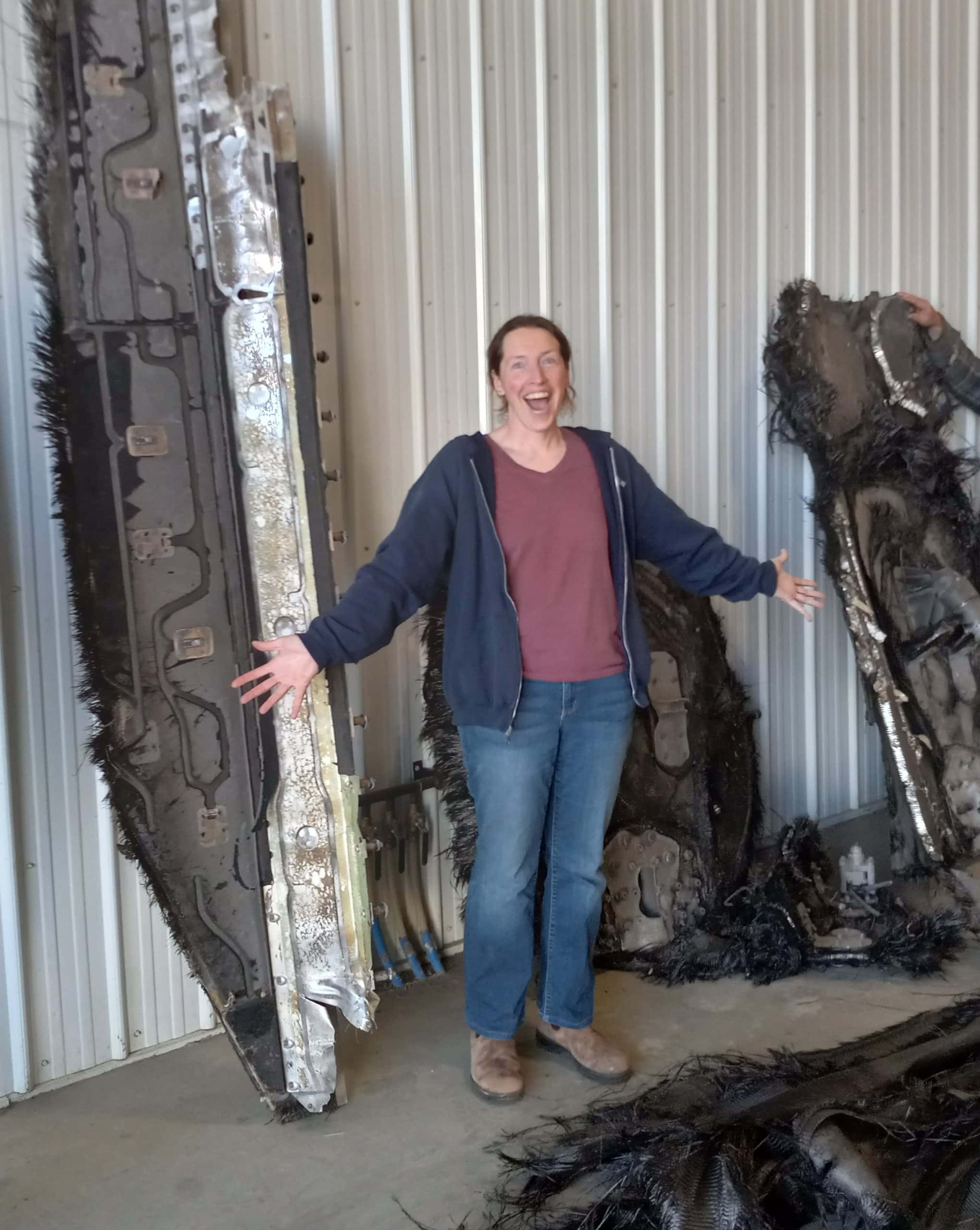 Astronomer Sam Lawler is photographed with space junk.