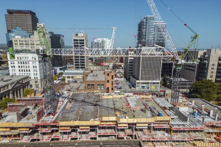 A building construction site in Hamilton, Ontario.