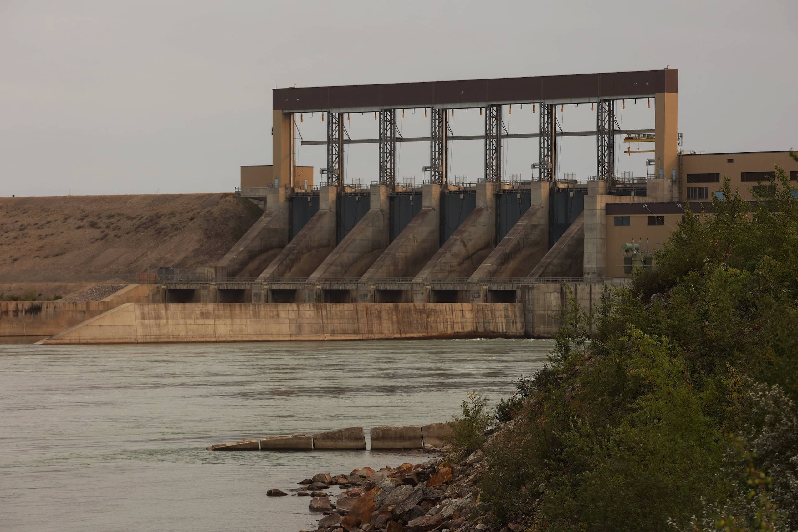 The Manitoba Hydro Limestone Generating Station on the Nelson River northeast of Gillam, Manitoba.