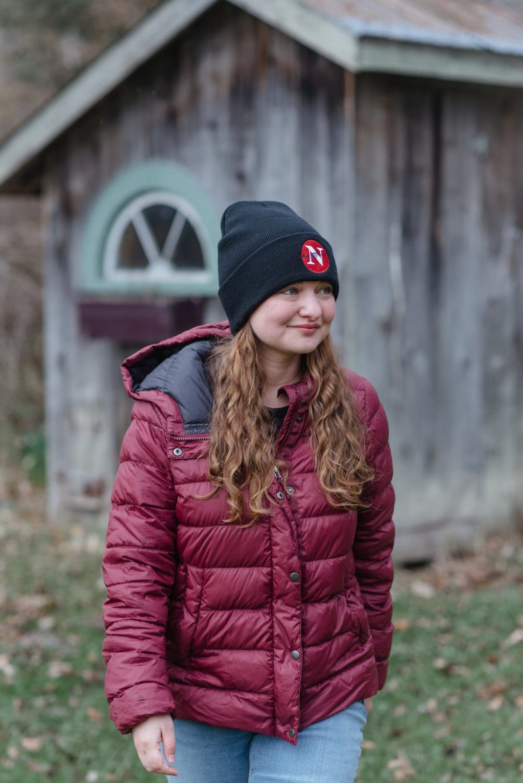 Reporter Leah Borts-Kuperman wearing a toque with The Narwhal's logo on it.