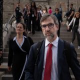 Liberal MP Steven Guilbeault on Parliament Hill after announcing his intention to resign as member of Parliament.