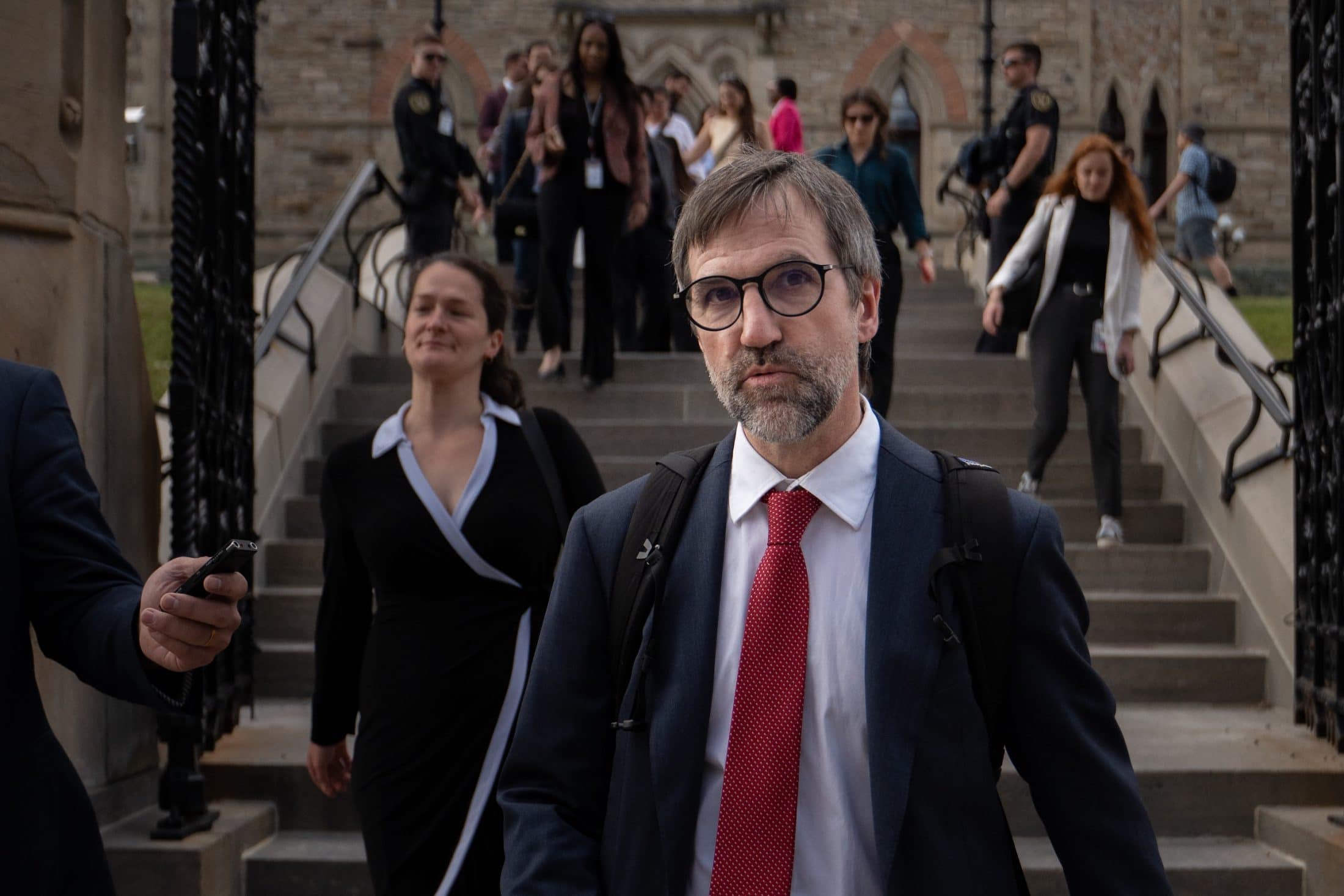 Liberal MP Steven Guilbeault on Parliament Hill after announcing his intention to resign as member of Parliament.