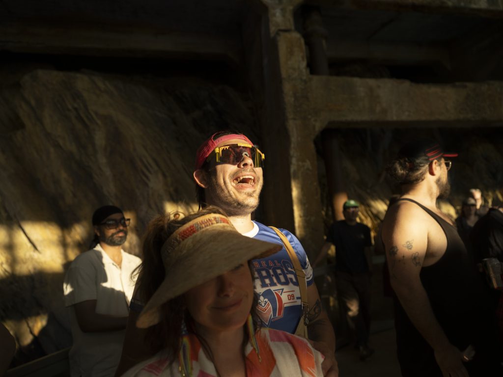 A crowd cheers during a drag show at the Britannia Mine Museum in Britannia Beach,B.C.