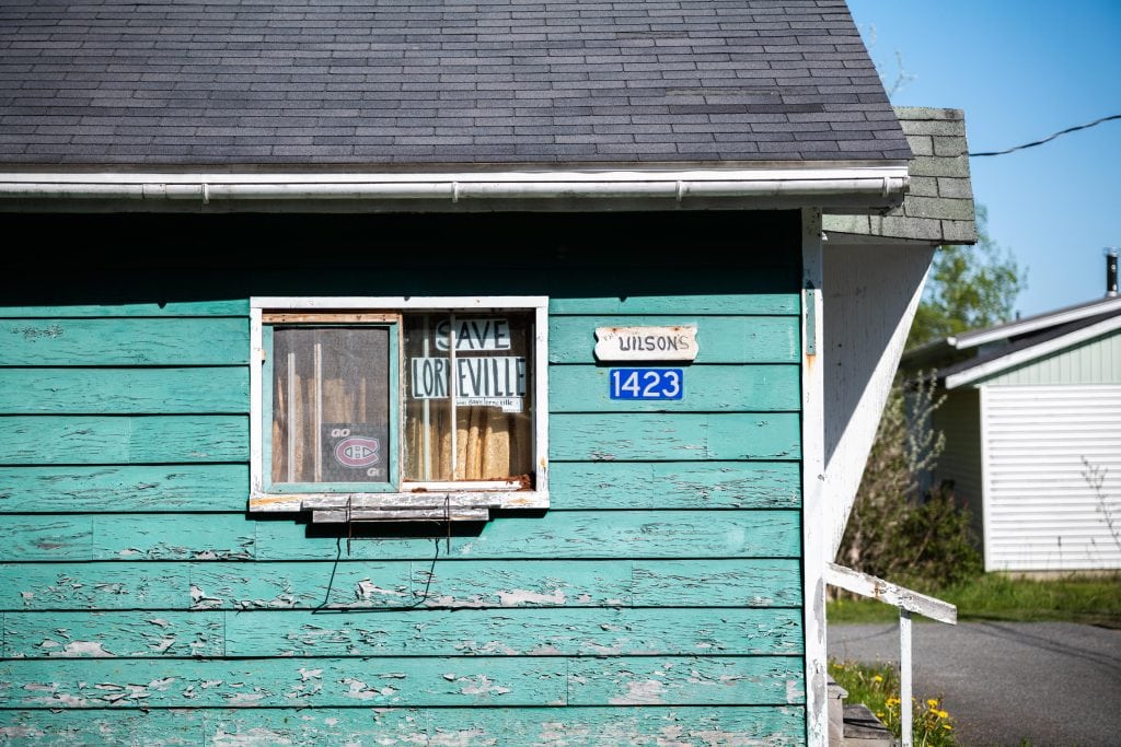 A ‘Save Lorneville’ sign seen in a window in the Lorneville neighbourhood of Saint John, NB.