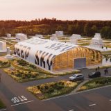 A rendering of Deep Sky's proposed direct-air carbon capture facility.