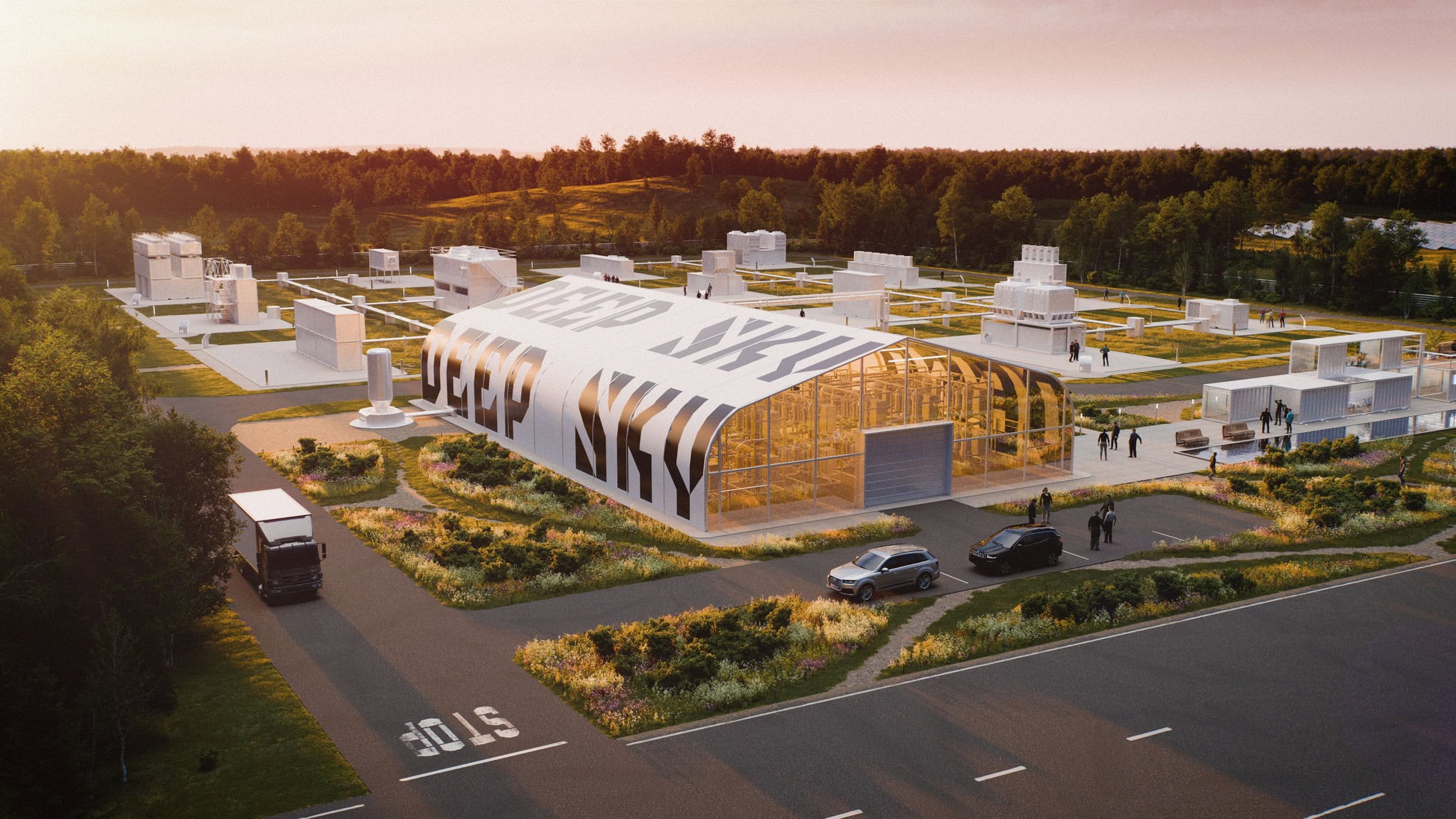 A rendering of Deep Sky's proposed direct-air carbon capture facility.