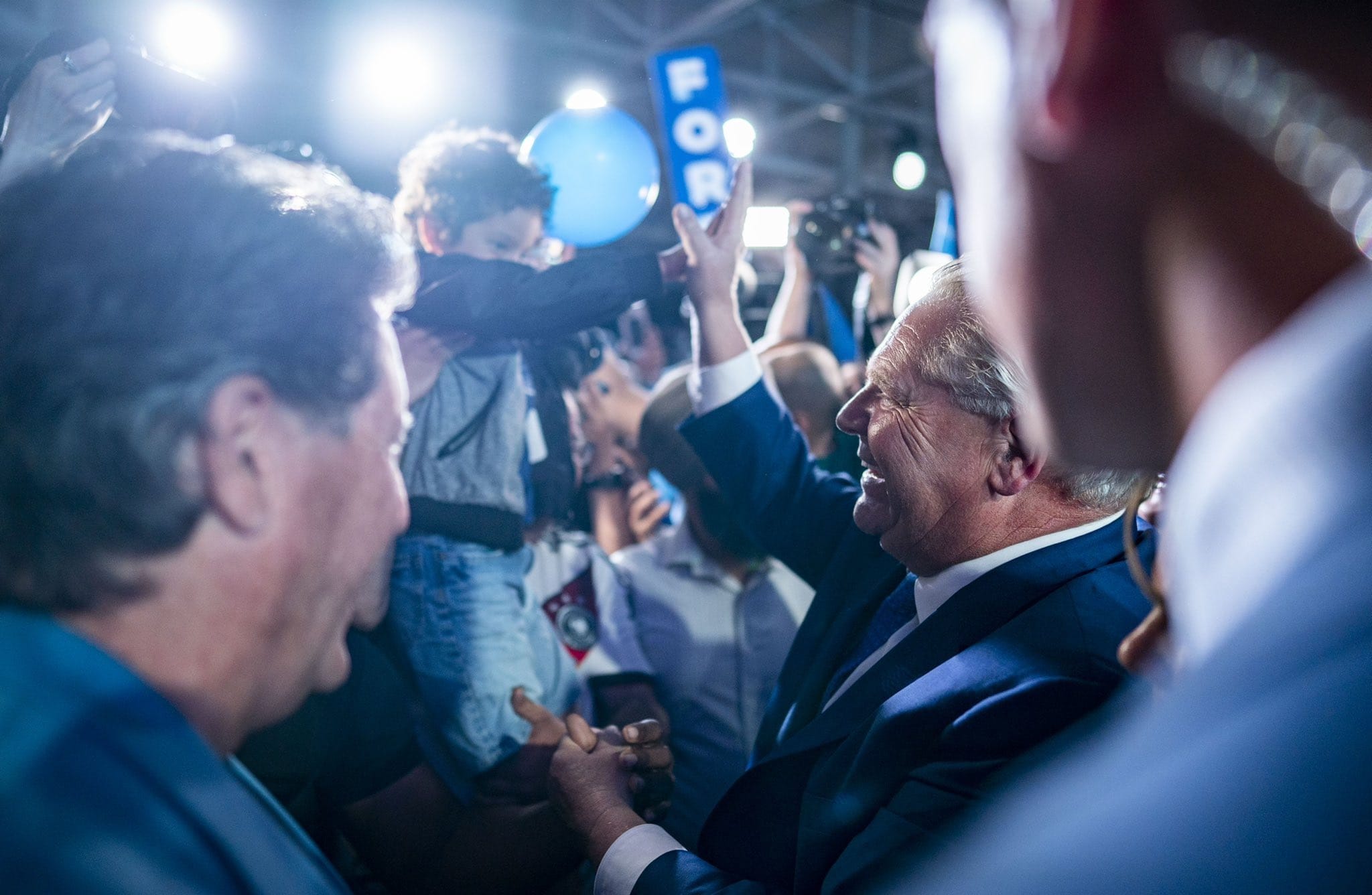 A photo of Doug Ford on election night 2022.