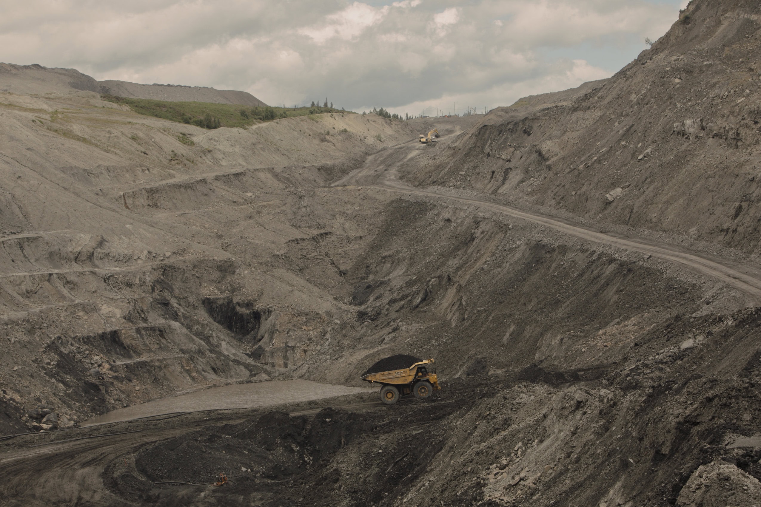 A wide-angle view of an open pit at the Coal Valley mine.