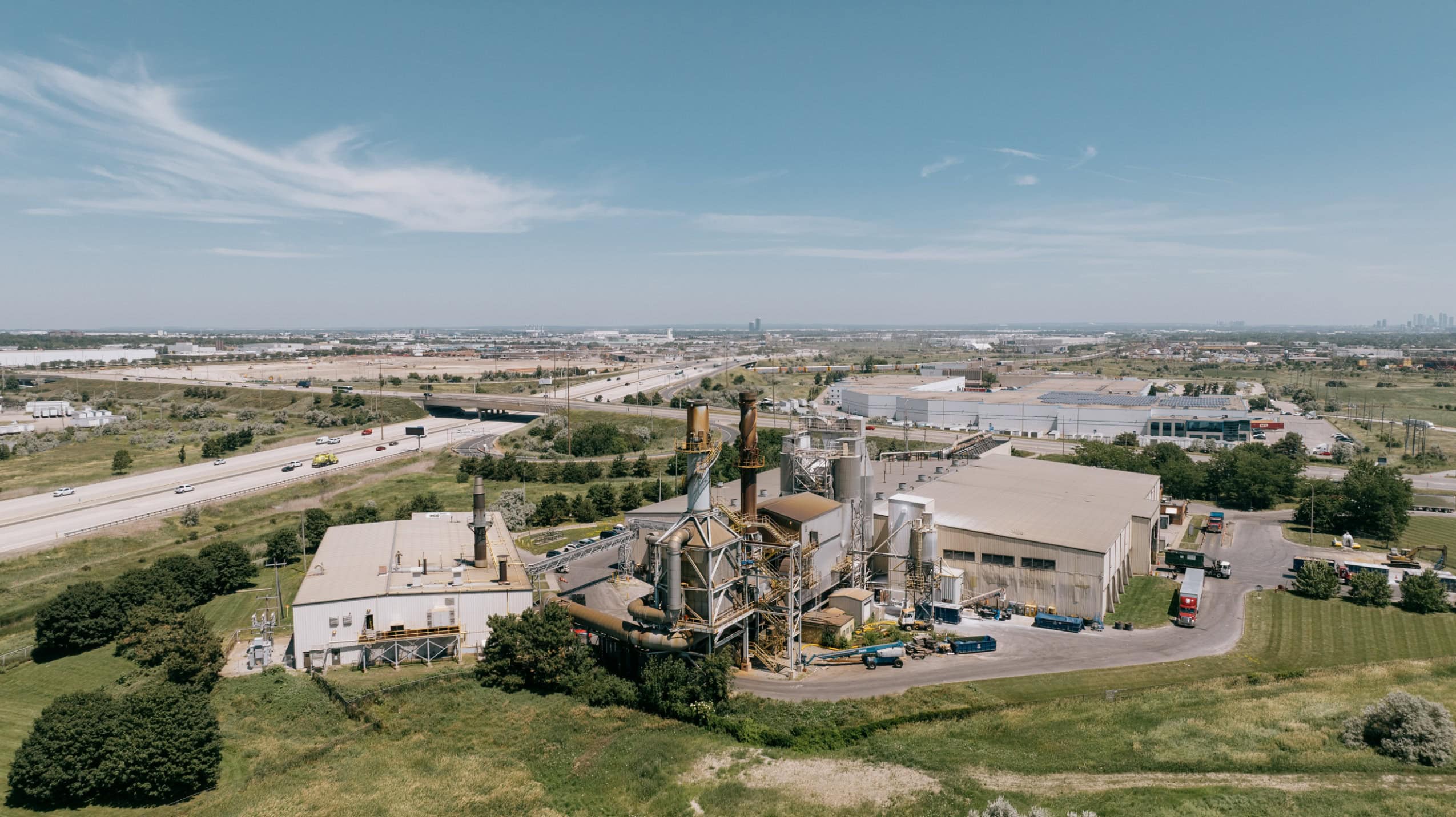 An aerial view of the Emerald Energy from Waste incinerator in Brampton, Ont.
